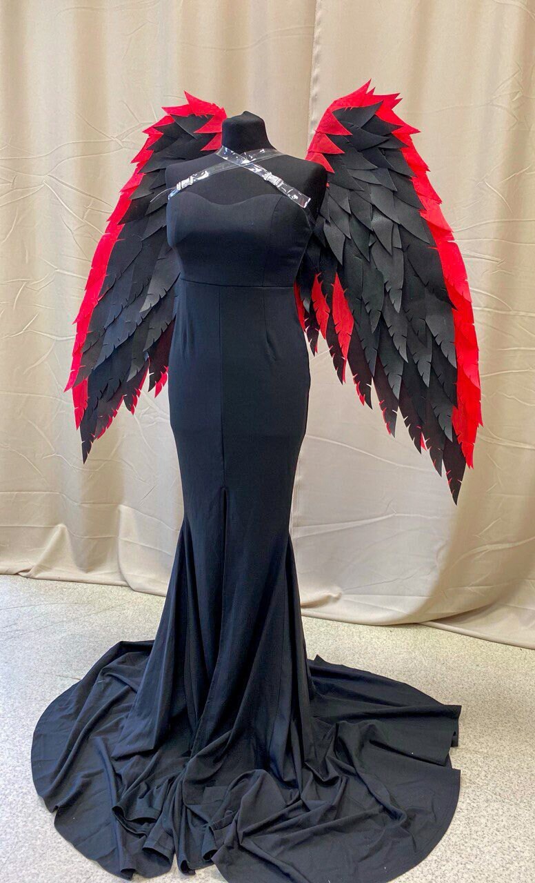 Husk cosplay, Hazbin cosplay, red angel wings, husk cosplay wings, Halloween cosplay costume, halloween decor, adult halloween costume