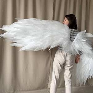Accessory for angel dance costume, dance angel wings, white movable wings for dancing, angel wings, costume for photoshoots, cosplay wings