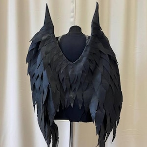 Rabenflügel, Flügel mit Hörnern, Flügel für Dämonen Cosplay, Dark Cupid Flügel, Dämonen Flügel, Engel Flügel, Flügel für Fotoshooting, Flügel für Tanz