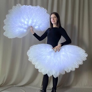 Illuminated fan, white fan, hand fan with lights, fluffy fan, fursuit fan, folding fan, ceiling fan, fan cover, accessory to the costume