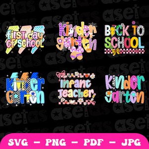 Checkered Teacher Cartoon Svg Bundle, Pre-k Grade Png, Kindergarten Svg Png, Preppy Teacher Png, Back to School Svg,First Day of School Png
