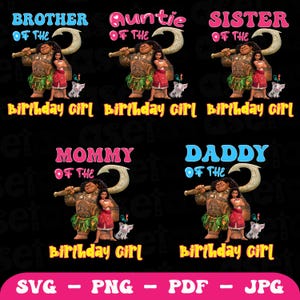 Moana Geburtstagsfamilie Svg Png, Moana Geburtstagsparty Svg, Moana Png, Mama des Geburtstagsmädchens Png, Moana Disney Familienshirts