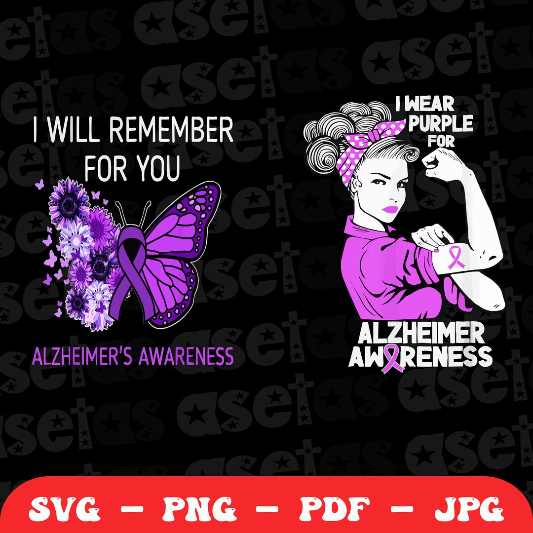 Alzheimer's Awareness Svg Png Bundle, Purple Ribbon, Alzheimer's ...