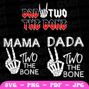Bad Two The Bone Birthday 2nd Toddler Halloween Birthday Png Svg, Bad Two The Bone Svg, Bad Two The Bone Birthday Skeleton Png