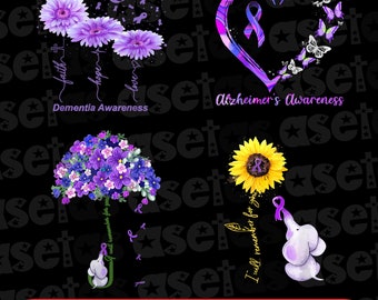 Paquete SVG y PNG de concientización sobre el Alzheimer, lazo morado, enfermedad de Alzheimer, los recuerdos importan, guerrero de los Alaheimers, apoyo para el Alzheimer SVG