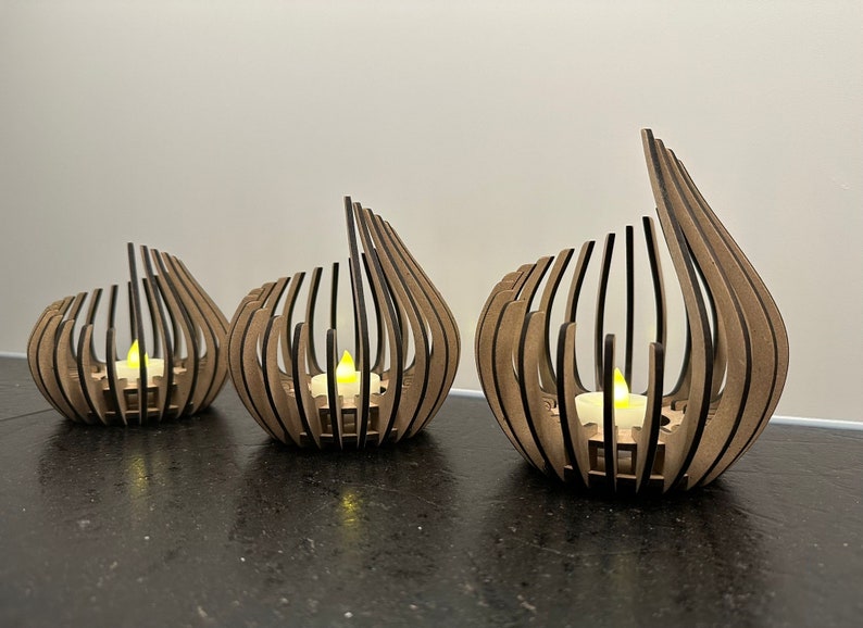 Handgearbeiteter Teelichthalter aus Holz, Kerzenhalter Bild 3