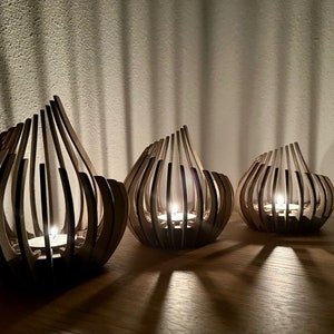 Handgearbeiteter Teelichthalter aus Holz, Kerzenhalter Bild 4