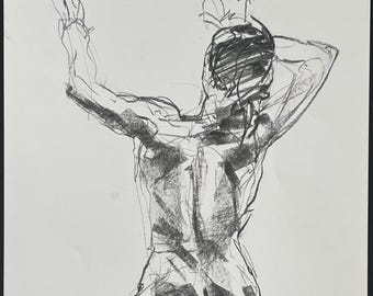 Life drawing -Male model-  in charcoal 25/076 - Adrian