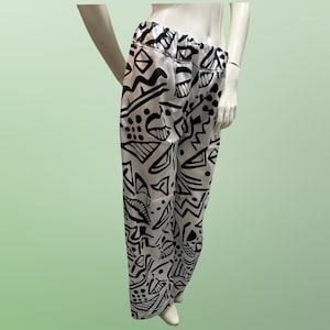 Black and White Print  Wide Leg Pants