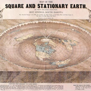 Mapa de la Tierra plana de 1893 / Impresión de la Tierra plana de Orlando Ferguson / Diagrama de la Tierra cuadrada antigua / Arte mural cartográfico histórico