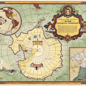 Byrd Antarktis Landkarte | 1933 Polarforschungsdruck | Vintage Antarktis Poster | Historische Entdeckung Wandkunst | Entdecker Geschenk