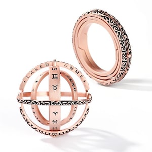 Astronomical Sphere Ring | Sterling Silver Armillary Sphere Ring | Gold Rose Gold Plated Celestial Jewelry | Armillary Sphere Ring Necklace