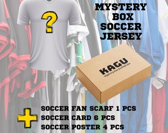 Mystery Soccer Jersey Box, Kids and Adult Soccer Jersey, Soccer Mystery Shirts Box, Soccer Fan Gift, Soccer card, Soccer gift, soccer scarf