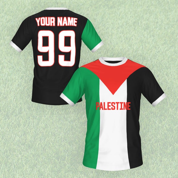 Custom Palestine Jersey, Palestine Soccer Jersey, Palestine Tshirt, Custom Name and Number, Palestine gifts, Palestine Flag Desing Shirt.