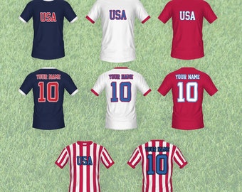 Custom USA Jersey, America Soccer Jersey, United States Tshirt, Custom Name Number Usa Jersey, USA soccer fan gifts, Red White Navy Jersey