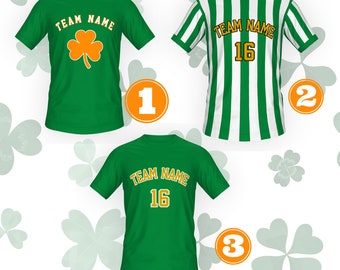 St. Patrick's Day Soccer Jersey, ireland soccer Jersey, Personalize Name Number and Team Name, Irish Lucky Shamrocks Shirt, İrish Gift