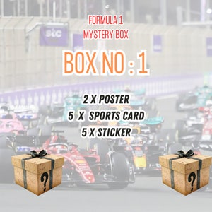 Formula 1 Mystery Box, F1 Mystery Box, F1 Gift Box, F1 Fan Custom gift, F1 Poster, F1 Bingo, F1 Sports Card, F1 Flag, F1 Shirt, F1 Sticker zdjęcie 2