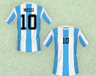 Camiseta Lionel Messi, Camiseta Argentina Kids, camisetas de sublimación, Regalo de fanático del fútbol, Regalo de Argentina, Camiseta Argentina Messi, Camiseta de fútbol retro,