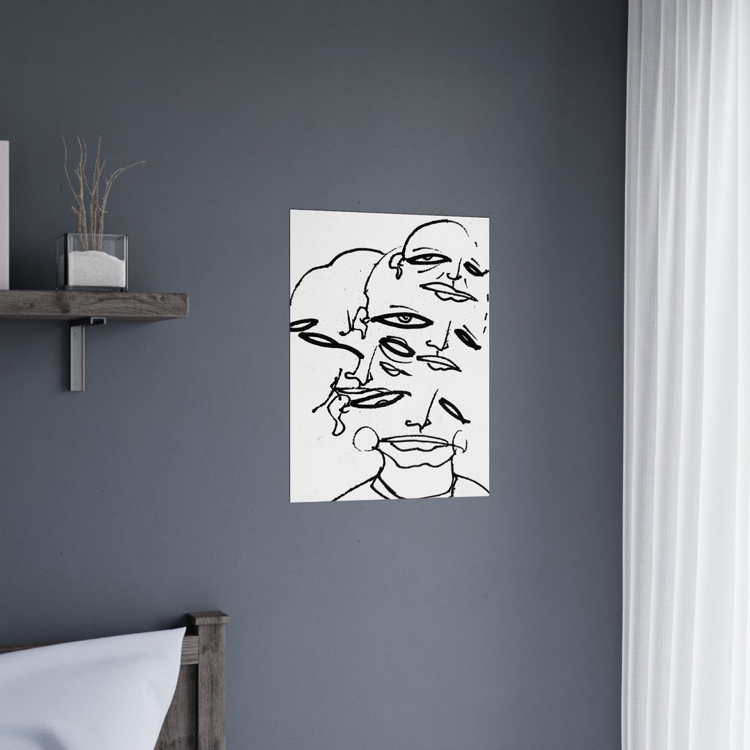 Line Art Nevermind Simple Art Black and White Matte Posters Etsy