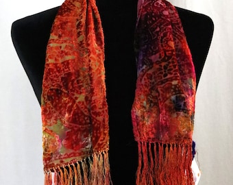 Silk Blend Burn-Out Velvet Scarf - Brown Snake or multicolored paisley