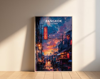 Bangkok Travel Poster, Bangkok Poster Print, Vintage Bangkok Travel Poster, Bangkok Wall Art, Bangkok Decor, Thailand Poster, Thailand art