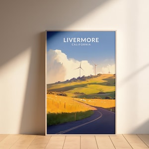Livermore reisposter, Livermore Californië, Livermore, Livermore kunst aan de muur, Livermore Decor, Californië poster
