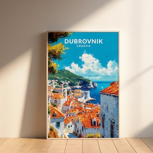Cartel de viaje de Dubrovnik, impresión de cartel de Dubrovnik, cartel de viaje vintage de Dubrovnik, arte de la pared de Dubrovnik, decoración de Dubrovnik, cartel de Croacia