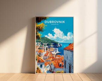 Dubrovnik Travel Poster, Dubrovnik Poster Print, Vintage Dubrovnik Travel Poster, Dubrovnik Wall Art, Dubrovnik Decor, Croatia Poster