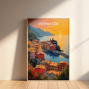 Vernazza Reiseplakat, Vernazza Plakatdruck, Vintage Vernazza Reiseplakat, Vernazza Wandkunst, Vernazza Decor, Chinqu Terre, Italien