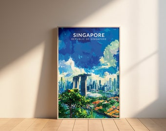 Singapore Travel Poster, Singapore Poster Print, Vintage Singapore Travel Poster, Singapore Wall Art, Singapore Decor, Singapore Poster