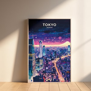Cartel de viaje de Tokio, Impresión de cartel de Tokio Japón, Cartel de viaje vintage de Tokio, Arte de la pared de Tokio, Decoración de la pared de viaje de Tokio