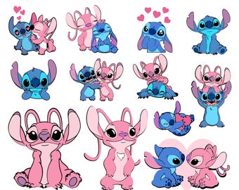 Pakiet SVG PNG z motywem Stitch Angel, nadruki z motywem Stitch Love i Couple, pliki z projektami koszulek