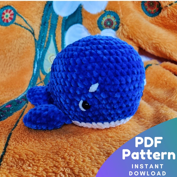 Crochet Whale Pattern - English PDF - Amigurumi Whale Pattern Tutorial - Cute Whale Pattern - Plushie Amigurumi Pattern