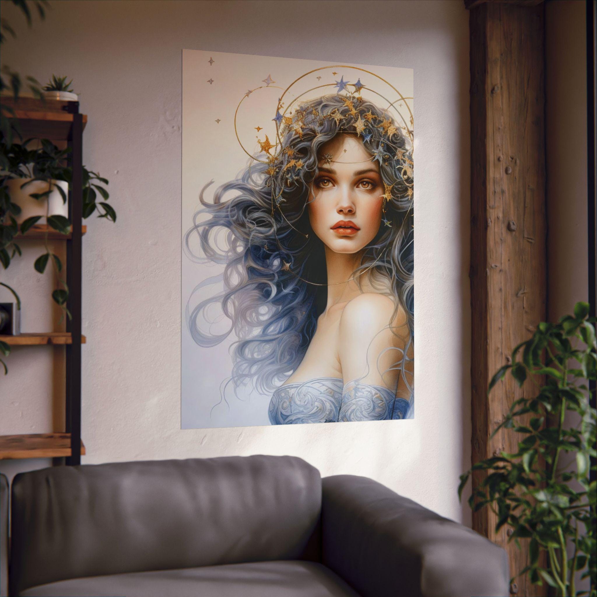 Celestial Maiden Poster Ethereal Fantasy Art Print Mystical Woman ...