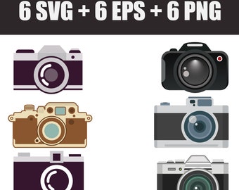 set of vector camera icons in SVG EPS and PNG format, photo camera icons, lens, photo shoot icons, photo studio, vector photo camera, matrix