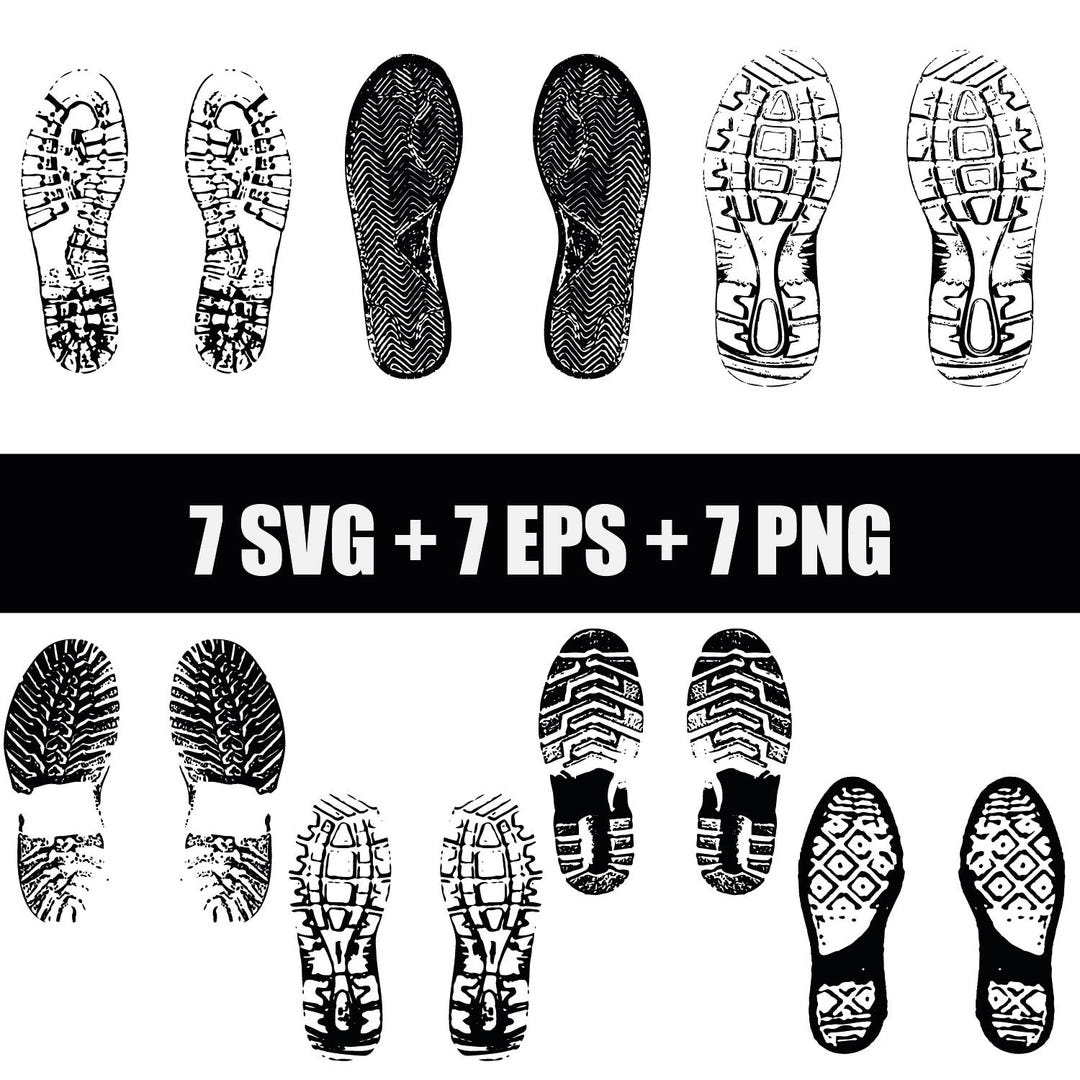 Shoes Vector File Vector Digital Set of Black and White Shoe Print Icons in EPS, SVG and ...