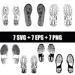 vector digital set of black and white shoe print icons in EPS, SVG and PNG formats, vector footprint, shoe print, eps footprint, svg shoes