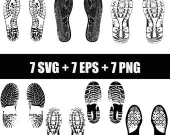 vector digital set of black and white shoe print icons in EPS, SVG and PNG formats, vector footprint, shoe print, eps footprint, svg shoes