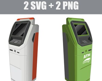 vector ATM in SVG format, cash dispensing, business and finance, banking system, collection service, electronic terminal, currency change