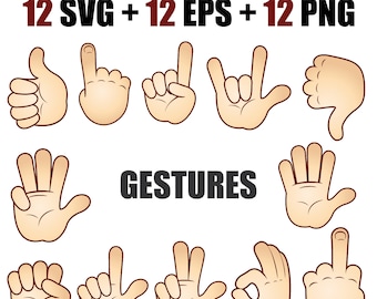 vector digital set of icons of hand gestures in EPS, SVG and PNG formats, svg gestures, hand gesture, applause, like, dislike eps, palm svg