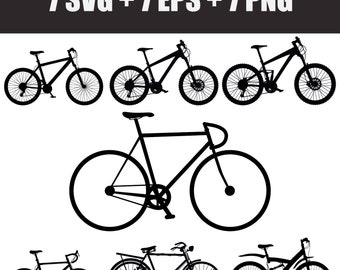 vector digital set of bicycle icons in EPS, SVG and PNG formats, bicycle transport svg, bicycle race, cycling, files for cricut, road bike