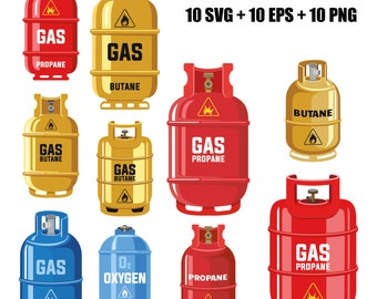 vector SVG gas cylinders, propane cylinders, butane cylinders, gas industry, liquefied gas tanks, gas delivery, gas service, explosive