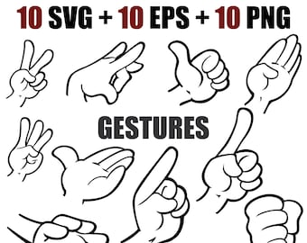 vector digital set of icons of hand gestures in EPS, SVG and PNG formats, svg gestures, hand gesture, applause, like, dislike eps, palm svg