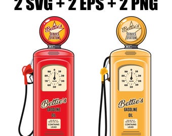 Vector retro gas station in SVG, EPS, PNG formats, petrol pump, gasoline, diesel, gas, fuel equipment clip art. Gas pump, sensor, tank, pump
