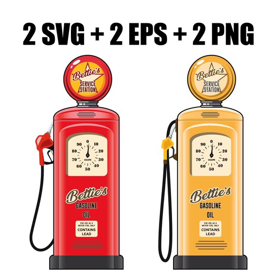 Vector Retro Gas Station in SVG, EPS, PNG Formats, Petrol Pump