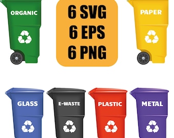Trash Container Icons: Waste Recycling Vector Set (SVG, EPS, PNG)