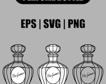 Perfume Bottle Icon: Black and White Vector (SVG, EPS, PNG)
