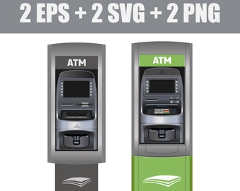vector ATM in EPS, SVG and png formats, cash dispensing, business and finance, banking system, collection service, electronic terminal