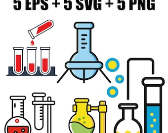 Vector set of test flasks icons for Chemistry in SVG format, flasks SVG, test tubes SVG, chemistry svg, scientific experiments, laboratory