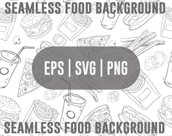 Fast Food Seamless Pattern: Vector Background (EPS, SVG, PNG)